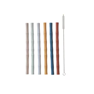 Bamboo Silicone Straw Pack Of 6 Dining Ware M107199 307 Caramel Blue 1000x