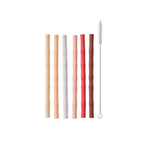 Bamboo Silicone Straw Pack Of 6 Dining Ware M107200 405 Cherry Red Vanilla 1000x