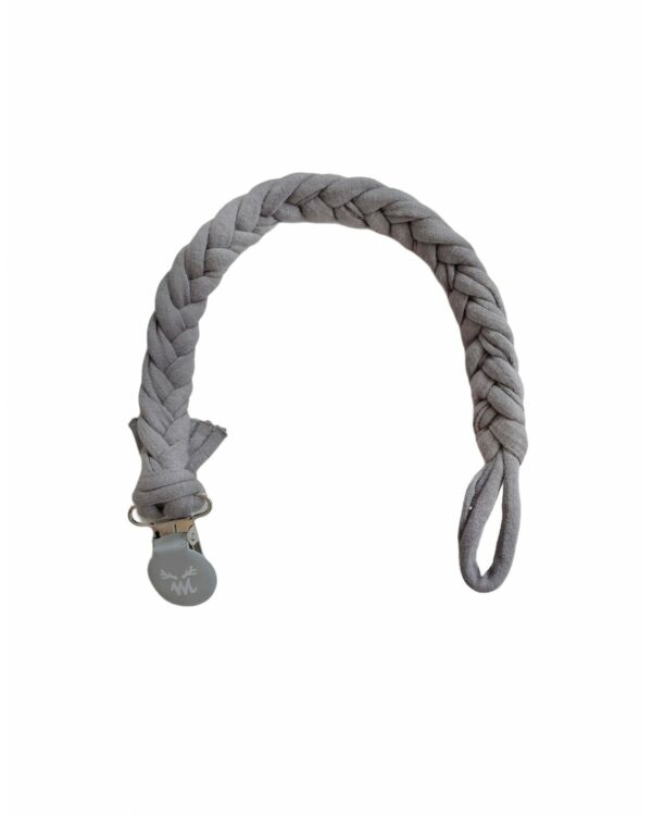 Braided Pacifier Clip Grey